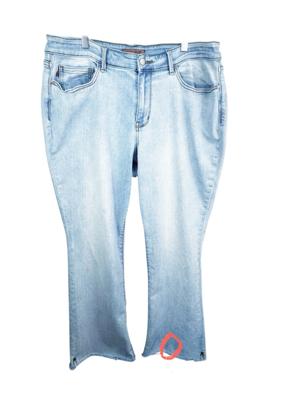 Judy Blue Bootcut Jeans 18W Plus Size Light Wash Stretch Denim High Rise Frayed - Picture 10 of 16